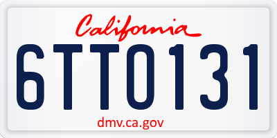 CA license plate 6TTO131