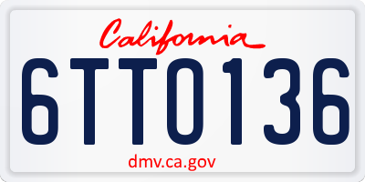 CA license plate 6TTO136