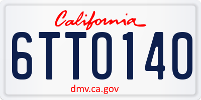 CA license plate 6TTO140