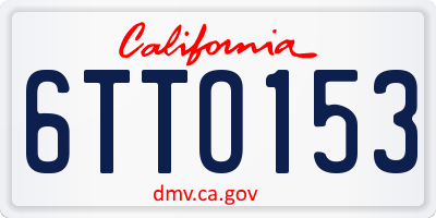 CA license plate 6TTO153
