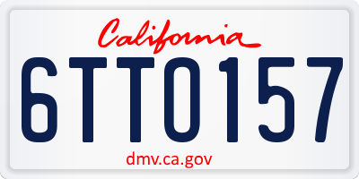CA license plate 6TTO157