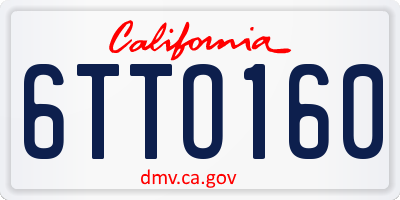 CA license plate 6TTO160