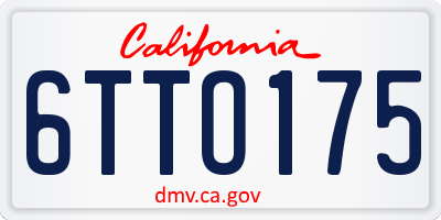CA license plate 6TTO175