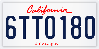 CA license plate 6TTO180
