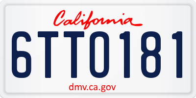 CA license plate 6TTO181
