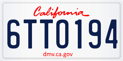 CA license plate 6TTO194