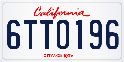 CA license plate 6TTO196