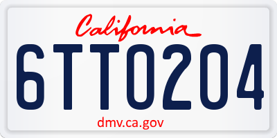 CA license plate 6TTO204