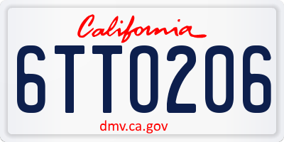 CA license plate 6TTO206