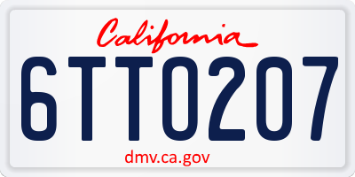 CA license plate 6TTO207
