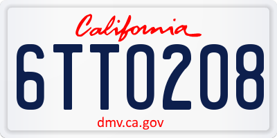 CA license plate 6TTO208