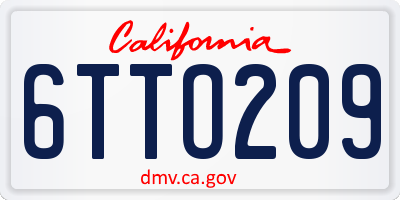 CA license plate 6TTO209