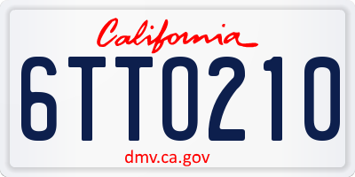CA license plate 6TTO210