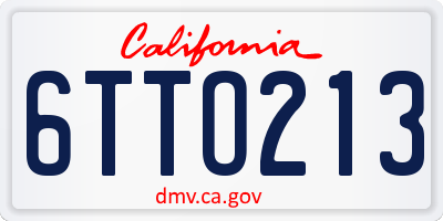 CA license plate 6TTO213