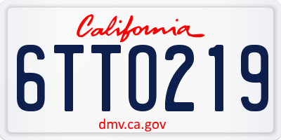 CA license plate 6TTO219
