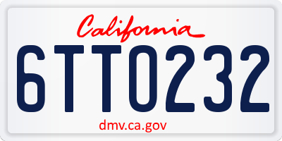 CA license plate 6TTO232