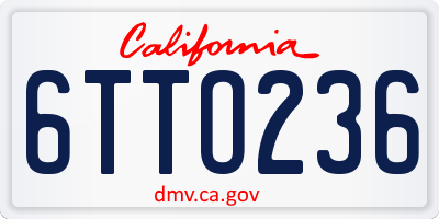 CA license plate 6TTO236