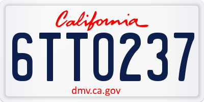 CA license plate 6TTO237