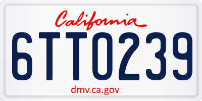 CA license plate 6TTO239