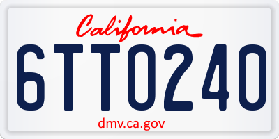 CA license plate 6TTO240