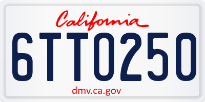 CA license plate 6TTO250