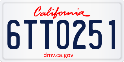 CA license plate 6TTO251