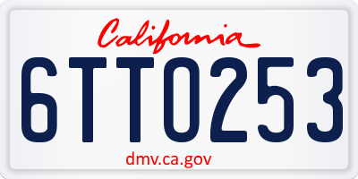 CA license plate 6TTO253