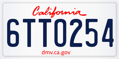 CA license plate 6TTO254