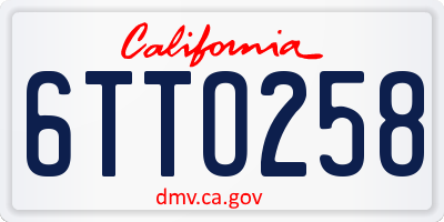 CA license plate 6TTO258