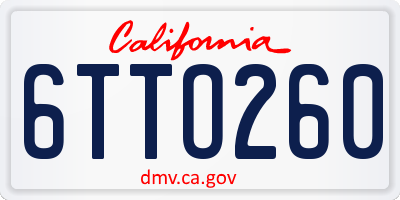 CA license plate 6TTO260