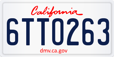 CA license plate 6TTO263