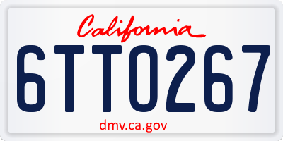 CA license plate 6TTO267