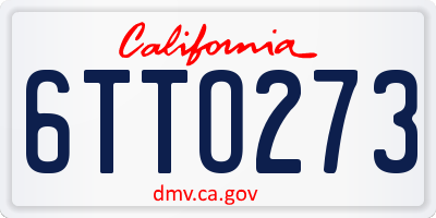 CA license plate 6TTO273