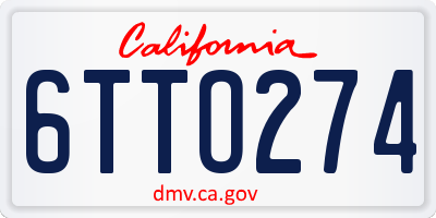 CA license plate 6TTO274