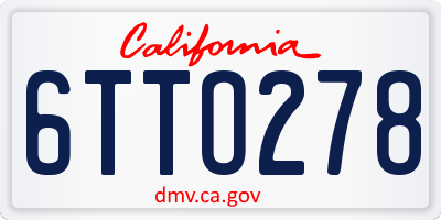 CA license plate 6TTO278