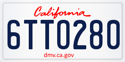 CA license plate 6TTO280