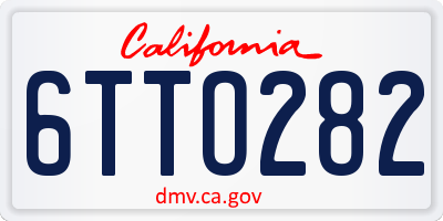CA license plate 6TTO282