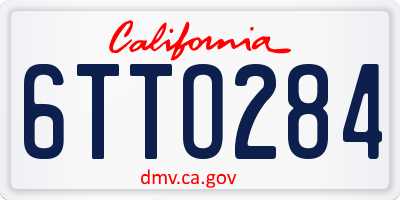 CA license plate 6TTO284