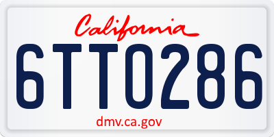 CA license plate 6TTO286