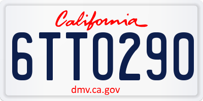 CA license plate 6TTO290