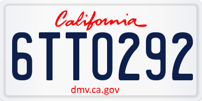 CA license plate 6TTO292