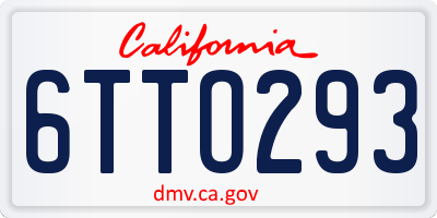 CA license plate 6TTO293