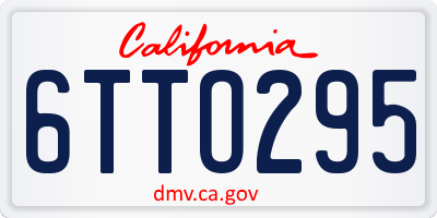 CA license plate 6TTO295