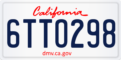 CA license plate 6TTO298