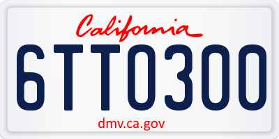 CA license plate 6TTO300