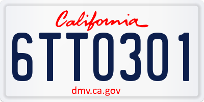 CA license plate 6TTO301