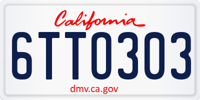 CA license plate 6TTO303