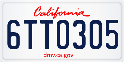CA license plate 6TTO305