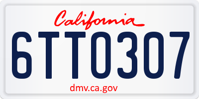 CA license plate 6TTO307