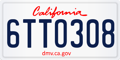 CA license plate 6TTO308